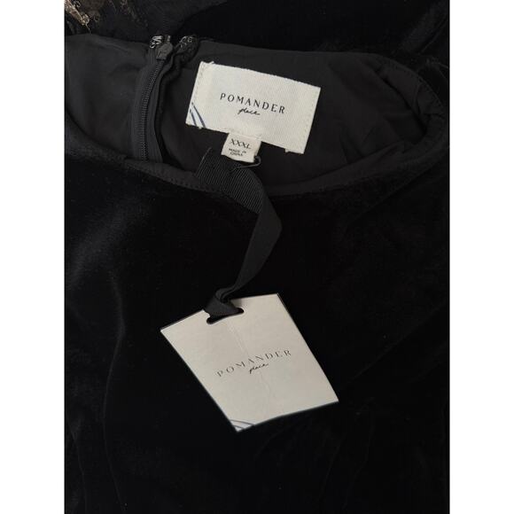 NWT Pomander Place Tuckernuck Black Velvet Lillith Maxi Dress Gold Lace 3XL - Picture 6 of 6